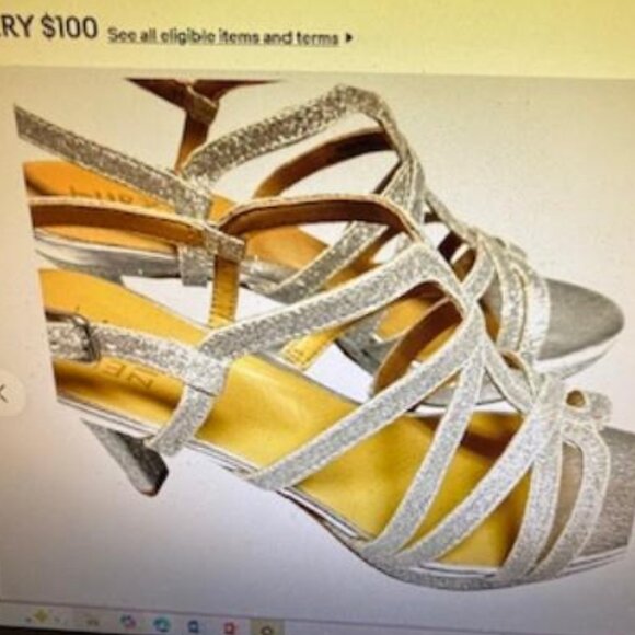 Naturalizer BAYLOR Strappy Platform Dress Sandal | Silver Glitter, Sz 9 NEW - Picture 2 of 8